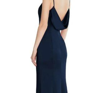 Cowl Back Navy Bridesmaid Dress